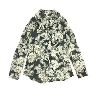 CAbi Irresistable Chiffon Rose Print Sheer Blouse